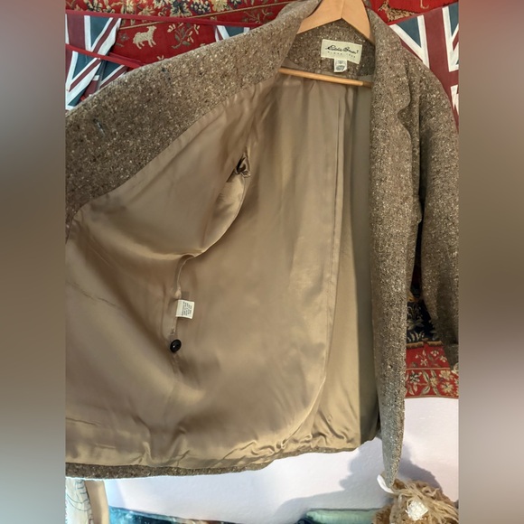 Oversized Wool Tweed Women’s Winter Coat Retro Style Beige Neutral Tan Classic - Picture 4 of 16